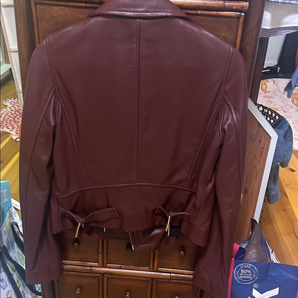 J. Crew Collection  Burgundy Leather Jacket - Picture 5 of 5